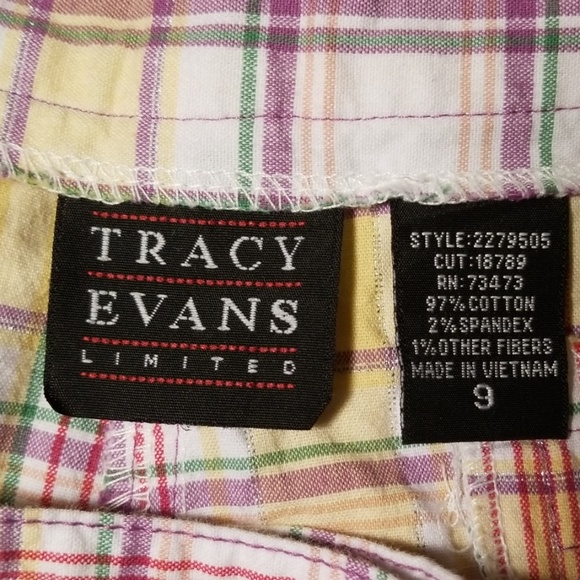 Multi-colored plaid shorts, sz 9 by Tracy Evans - Picture 6 of 6